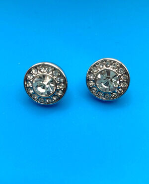 Rhodium Overlay Silver Halo Crystal Earrings Made with SWAROVSKI Elements